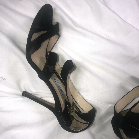 Jimmy Choo Lottie Black Heels Open Toe Size 39.5 - Picture 7 of 10